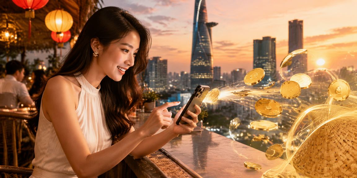 Người dùng tại TP. Hồ Chí Minh nhận cashback và khám phá ưu đãi trực tuyến với nón lá truyền thống